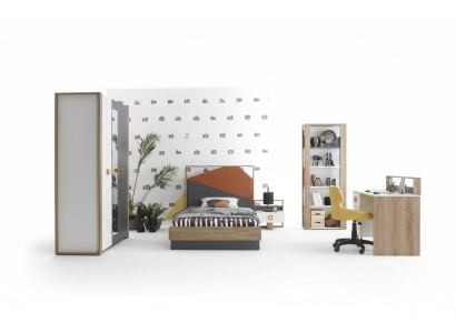 Bettrahmen Kinderzimmer Garnitur Bett Set Schreibtisch Grau 5tlg Holz