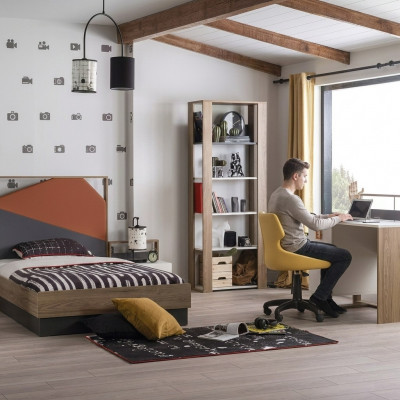 Komplette Bett Kindermöbel Kinderbett Kinderzimmer Holz Grau Set 4tlg