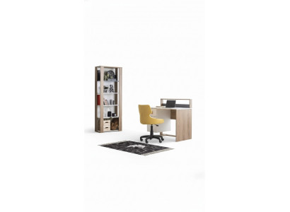 Kinderschreibtisch Schreibtisch Bücherregal Holz Braun Set 3tlg Sessel