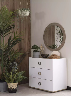 Gruppe Kommode mit Spiegel Kommoden Holz Weiß Schlafzimmer Schrank Set