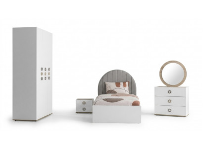 Kinderzimmer Komplete Bettrahmen Kindermöbel Bett Holz Weiß Set 5tlg