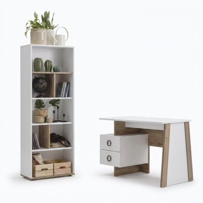 Garnitur Schreibtisch Kinderzimmer Set 2tlg Regal Computer Holz Weiß