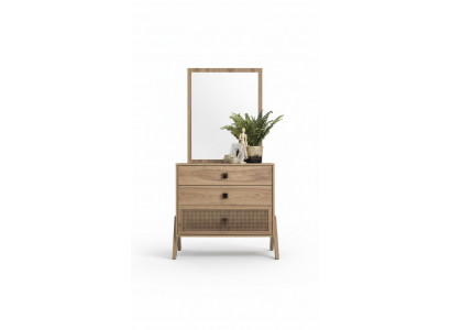 Komplette Kommode mit Spiegel Holz Braun 2tlg Kinderzimmer Schrank