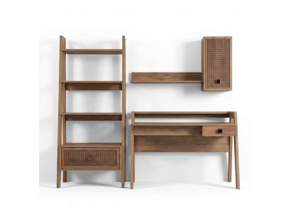Kinderschreibtisch Schreibtisch Bücherregal Holz Braun Set 3tlg Regal