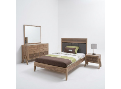 Kinderzimmer Komplete Bettrahmen Kindermöbel Bett Holz Brau Set 4tlg