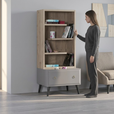 Bücherregal Standregal Kinderregal Regal Bücherschrank Holz Grau