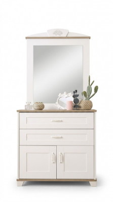 Garnitur Kommode mit Spiegel Set Schrank Holz Weiß Kommoden Design