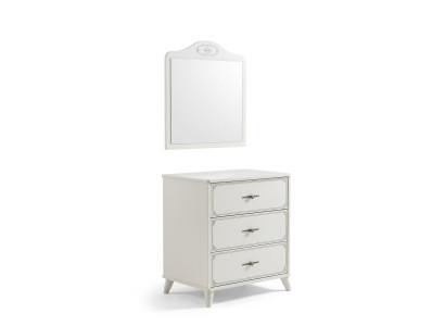 Gruppe Kommode mit Spiegel Schrank Holz Kommoden Sideboard Weiß Luxus
