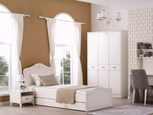 Komplette Jugendbett Funktionsbett Ausziehbares Set 3tlg Holz Weiß