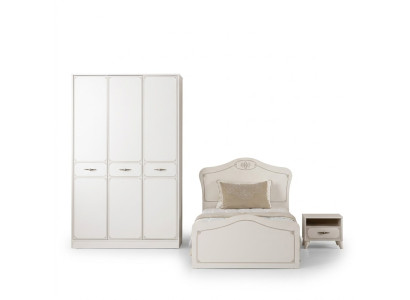 Komplette Jugendbett Funktionsbett Ausziehbares Set 3tlg Holz Weiß