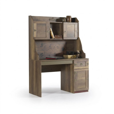 Garnitur Schreibtisch Set Pirat Holz Bücherregal Braun Kinderzimmer
