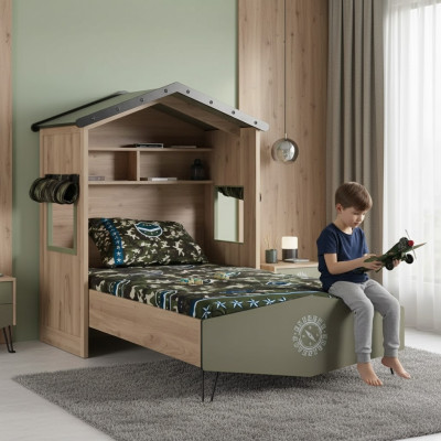 Design Bettrahmen Bett Holz Grün Jungen Kindermöbel Kinderbett Modern
