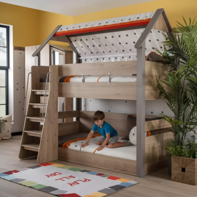 Etagenbett Kinderbtt Bett Bettrahmen Kinderzimmer Holz Braun Design