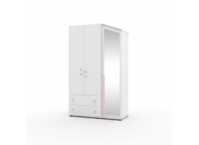 Design Kleiderschrank Holzschrank Schrank Möbel Holz Spiegel Weiß Neu