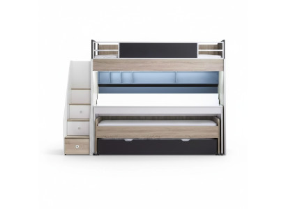 Luxus Etagenbett Bett 3 Schlafplätze Multifunktionsbett Holz Hochbett Holz