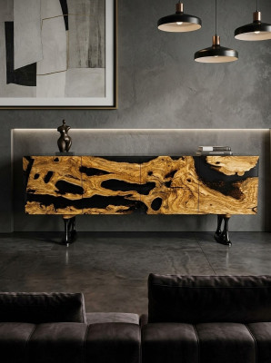 TV Ständer Sideboard RTV Lowboard Wohnzimmer Epoxidharz Holz Braun