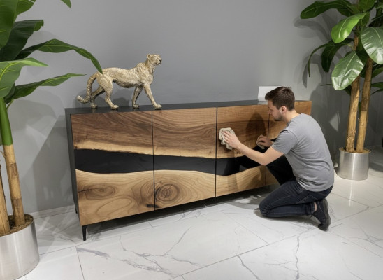 Sideboard Kommode Epoxidharz Braun Wohnzimmer Holz Kommoden Anrichte