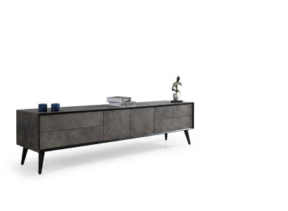RTV Lowboard TV Ständer Wohnzimmer Grau Holz Sideboard Tisch Modern