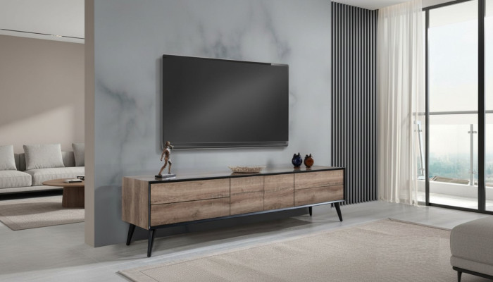 TV Ständer RTV Lowboard Wohnzimmer Modern Braun Holz Sideboard Tisch