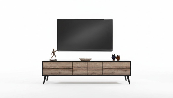 TV Ständer RTV Lowboard Wohnzimmer Modern Braun Holz Sideboard Tisch