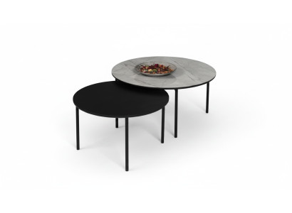 Kaffeetisch Gruppe Couchtisch Beisteltisch Schwarz Set Tisch Holz 2tlg