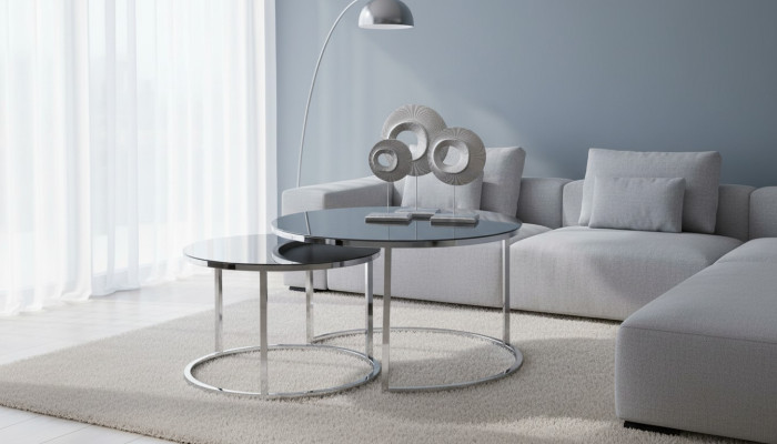 Couchtisch Luxus Set Beisteltisch Kaffeetisch Silber Wohnzimmer Design