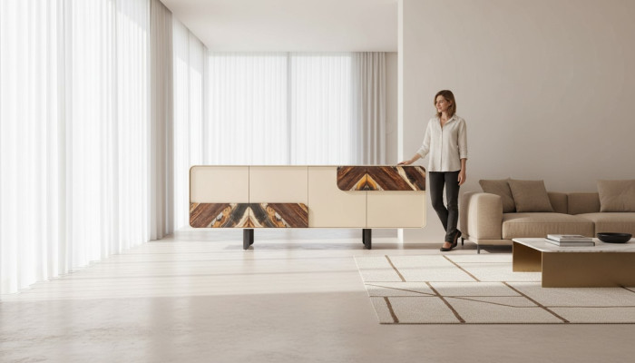 Anrichte Sideboard Kommode Beige Holz Modern Möbel Schrank Design