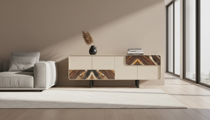 Anrichte Sideboard Kommode Beige Holz Modern Möbel Schrank Design