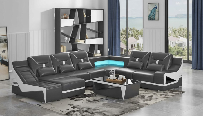 Wohnlandschaft Sofa U Form Ecksofa Designersofa Schwarz Eckgarnitur