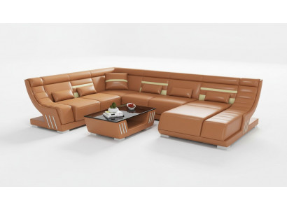Design Sofas Wohnlandschaft Sofa U Form Ecksofa Braun Couchen Möbel