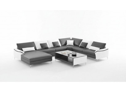  Wohnlandschaft Couchen Ledersofa Ecksofa U Form Schwarz Sofa Groß Neu