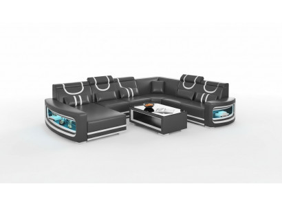Wohnlandschaft Couchen Ledersofa Ecksofa U Form Schwarz Sofa Groß Neu