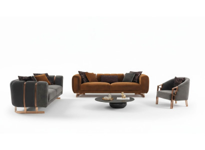 Polstersofa Komplette Couchgarnitur Sofagarnitur Grau Sitzer Stoffsofa sofa