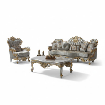 Luxus Polstersofa Sofagarnitur Komplette Couchgarnitur Grau Stoffsofa