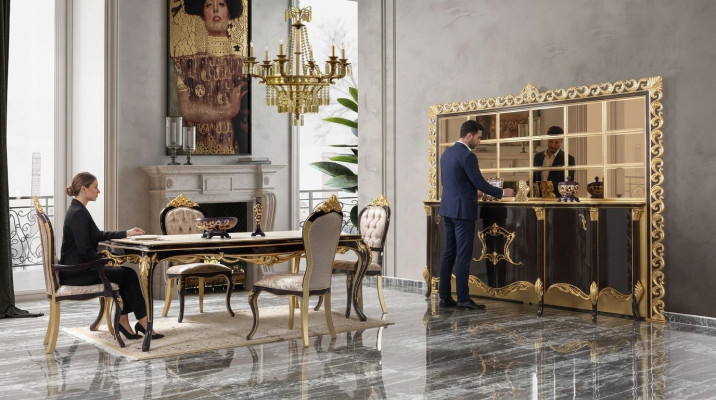 Luxus Essgruppe Esszimmer Esstisch Stühle Holz 10tlg Braun Sideboard