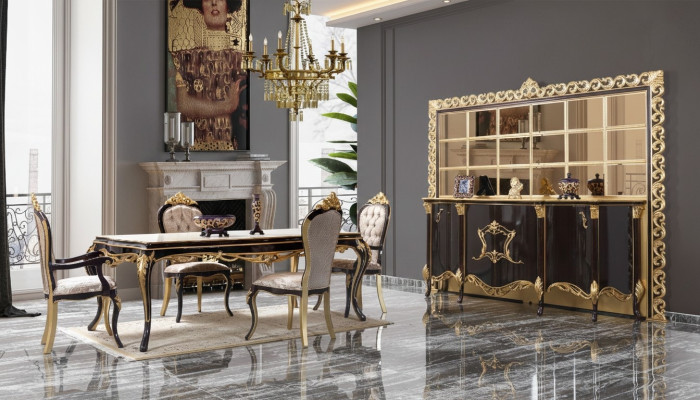 Luxus Essgruppe Esszimmer Esstisch Stühle Holz 10tlg Braun Sideboard