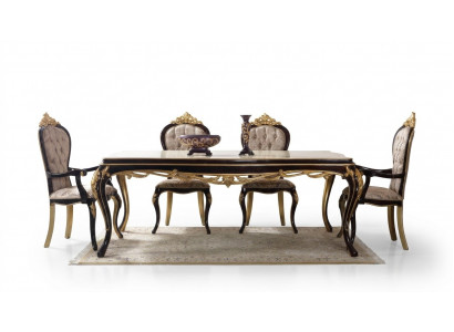 Essgruppe Essecke Esszimmer Esstisch Stühle Holz 9tlg Braun Barock