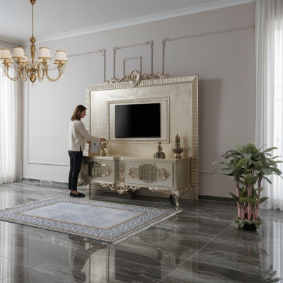Lowboard TV Ständer Sideboard RTV Holz Gold Wohnzimmer Tisch Luxus