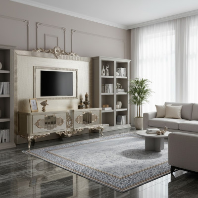 Lowboard TV Ständer Sideboard RTV Holz Gold Wohnzimmer Tisch Luxus