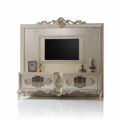 Lowboard TV Ständer Sideboard RTV Holz Gold Wohnzimmer Tisch Luxus