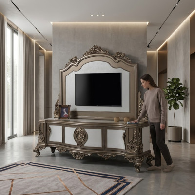 Wohnzimmer RTV Ständer TV Sideboard Lowboard Holz Braun Tisch Luxus