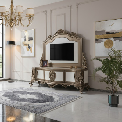 Wohnzimmer RTV Ständer TV Sideboard Lowboard Holz Braun Tisch Luxus
