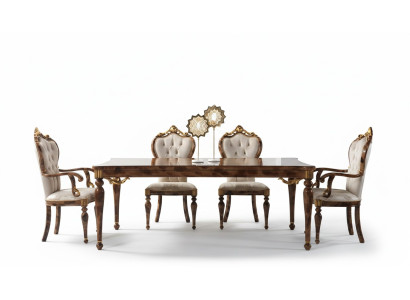 Klassische Essgruppe Essecke Esszimmer Esstisch Holz Set 7tlg Braun tisch