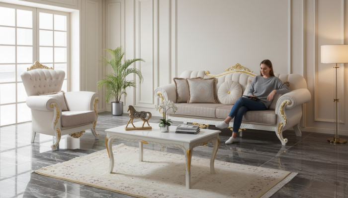 Luxus Sofagarnitur Komplette Couchgarnitur Beige Polstersofa Stoffsofa