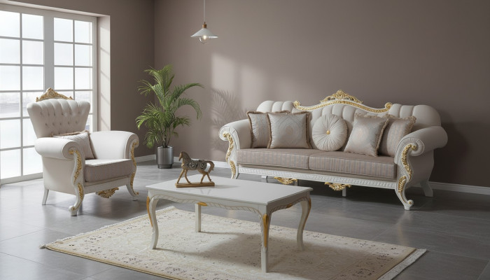 Luxus Sofagarnitur Komplette Couchgarnitur Beige Polstersofa Stoffsofa