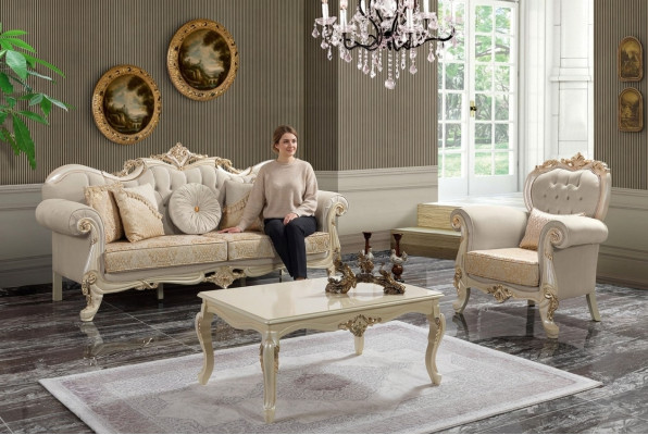 Luxus Sofagarnitur Komplette Couchgarnitur Beige Polstersofa Stoffsofa