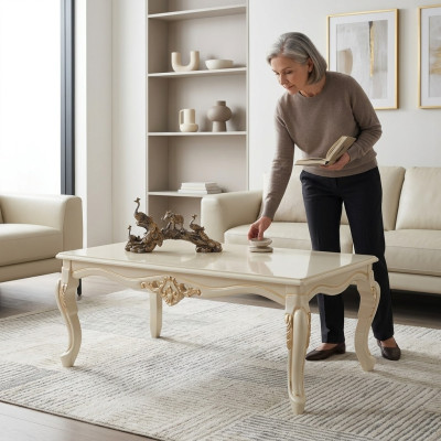 Couchtisch Wohnzimmertisch Beistelltisch Konsolen Beige Holz Tisch