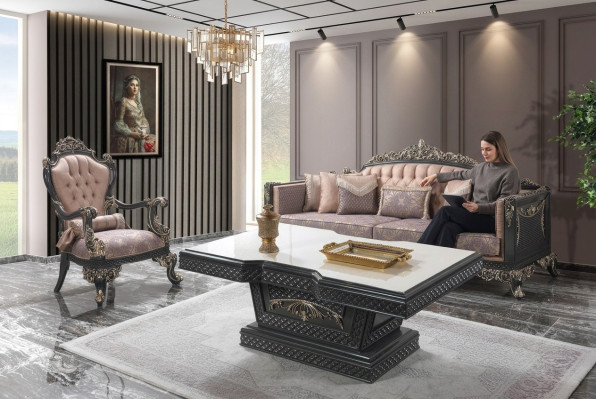 Luxus Komplette Couchgarnitur Sofagarnitur Stoffsofa Braun Polstersofa