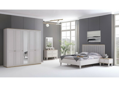 Komplette Schlafzimmermöbel Moderne Betten Holz 6tlg Schlafzimmer Grau