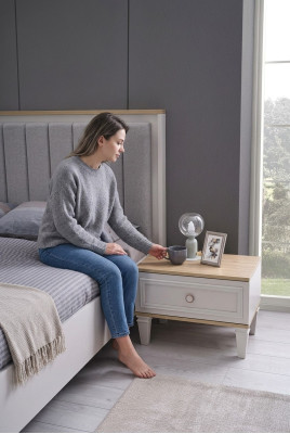 Gruppe Nachttisch Konsolen Holz Beistell Schlafzimmer Grau Nachtkosole